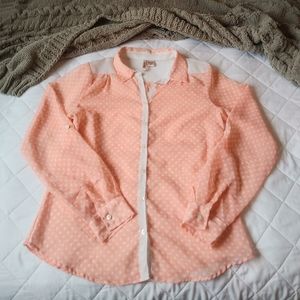 Passport Sheer Button Up Polka Dot Pink